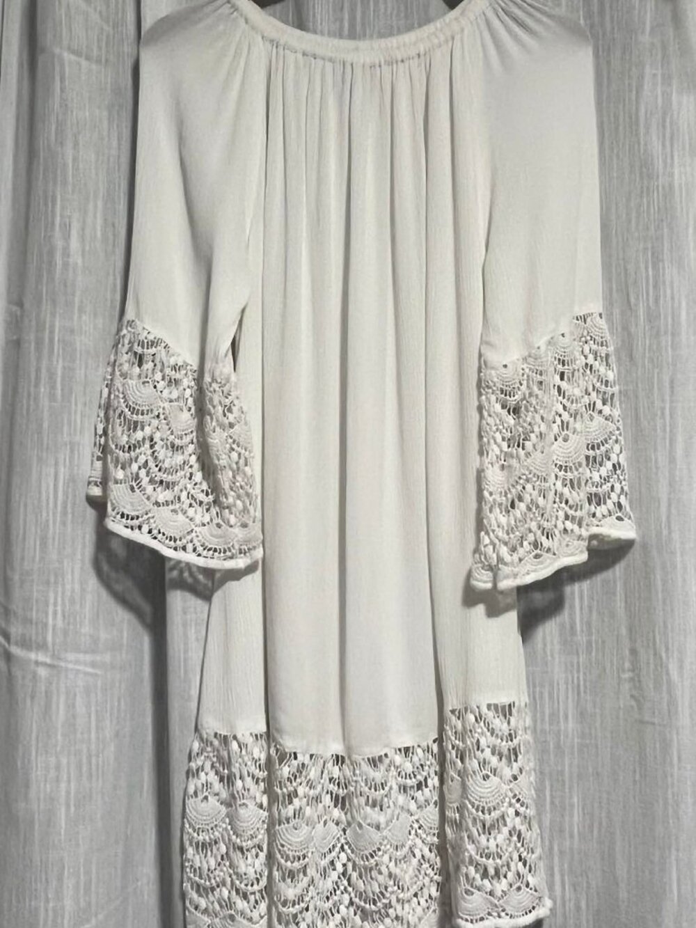 Muche Muchette Off The Shoulder Dress Boho Crochet Lace Detail O/S